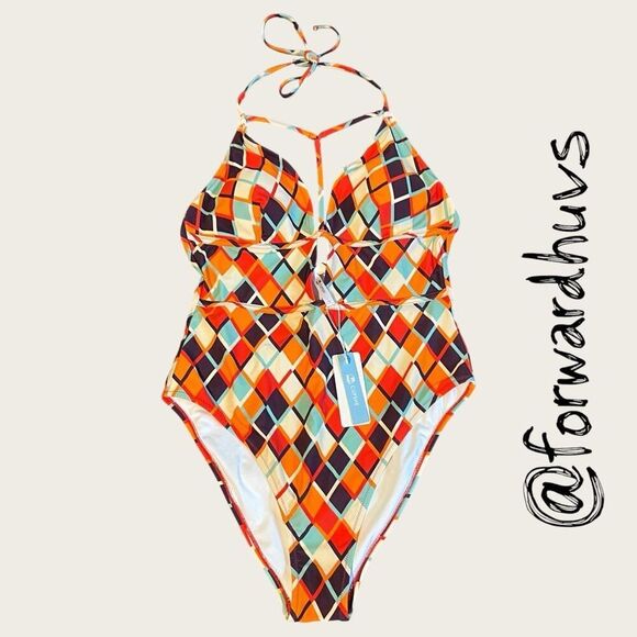 Cupshe Geometric Print One-Piece Swimsuit – Size Large - Picture 8 of 12